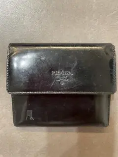PRADA プラダ エナメル コインケース 小銭入れ ブラック