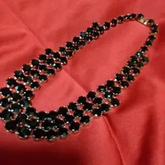 ビジュー風 ブラック シルバー ネックレス