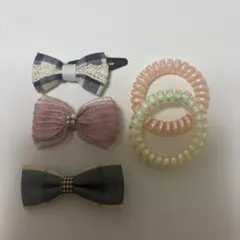 リボンヘアピンとヘアゴムセット 5個
