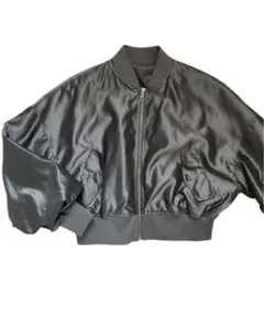 GU サテンブルゾン ボンバージャケット MA-1 グレー シルバー系 XL