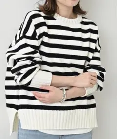 【美品】SLOBE IENA バルキーコットンプルオーバー　ニット　ボーダー
