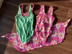 カラフル水着セット（花柄・リボン付き）