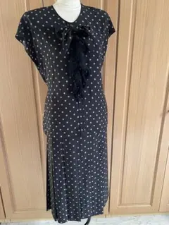 【美品】インゲボルグ　水玉模様リボン付きスカートセットアップ