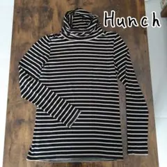 ボーダー柄 ハイネックトップス タートルネック 長袖カットソー