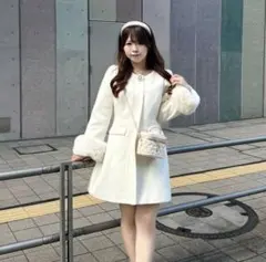 アンミール　リボンノーカラーフレアコート 2025年最新】アンミール コートの人気アイテム - メルカリ