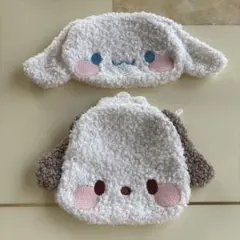 サンリオキャラクターズぬいぐるみポーチ ポチャッコ、シナモロール