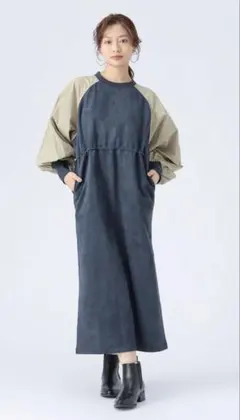 新品未使用　beams heart 後ジップ 異素材 ワンピース