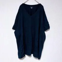 ランズエンド 無地 Ｔシャツ Ｖネック 半袖 ゆったり 3X 黒 綿 お出かけのサムネイル