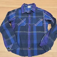 140【ブリーズ】BREEZE 長袖シャツ ネイビー・パープルチェック