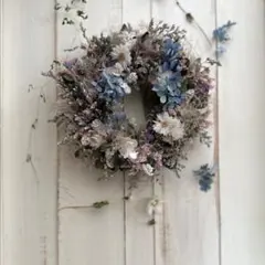 ドライフラワー リース 紫陽花と瑠璃玉アザミ ナチュラル - メルカリ