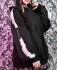 ACDCRAG ラブパンク ピンクフリルパーカー❤