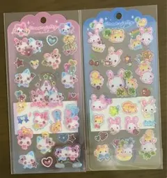 フワフワらびちゃん　まじかるみゅーちゃん　ドロップジェリーシール　平成　シール