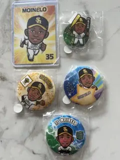 ホークス若鷹ガチャモイネロ選手 缶バッジ&アクスタ&カードの5点セット