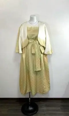 小紋ワンピース/ボレロセット　5L/120 フレア袖　着丈詰め可能　正絹