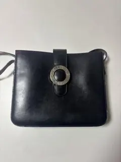 CELINE セリーヌ ヴィンテージ サークルロゴ レザーショルダーバッグ 黒