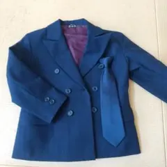ネイビー ダブルブレストスーツ 110cm ネクタイ付き