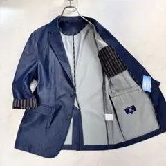新品タグ付✨コムサコミューン 冷感ジャケット L 七分袖 デニム調 紺 春夏