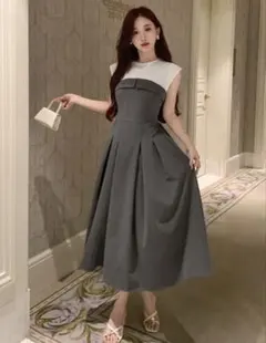 ノースリーブ グレー ロングワンピース SHEIN