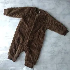 ブラウンロンパース フリース 90サイズ