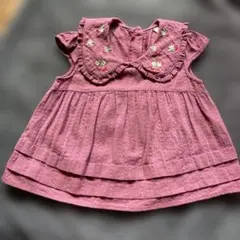 petit main苺刺繍フリルブラウス