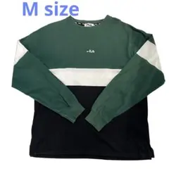 メンズ ロンT 長袖 FILA フィラ 秋服 Tシャツ M グリーン 緑