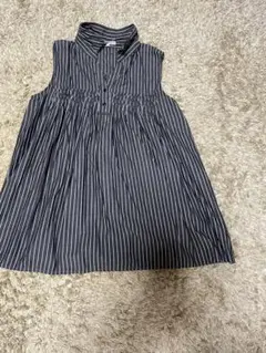 3can4on ノースリーブシャツ サイズ2 ネイビー/ホワイトストライプ