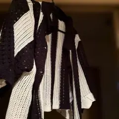 バイカラー 透かし編み 半袖ニットのサムネイル