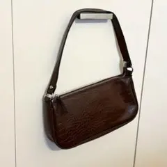 ブラウン クロコダイル風ハンドバッグ