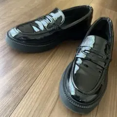ZARA フラット　パテントフィニッシュローファー エナメル　26cm