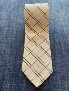 AQUASCUTUM LONDONアクアスキュータムシルクベージュチェックタイ