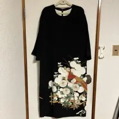 昭和レトロな留袖からリメイクロングワンピース豪華総裏付き2LからL寸