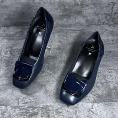 極美品【サクセスウォーク】（23.5EE）パンプス スクエアトゥ バックル