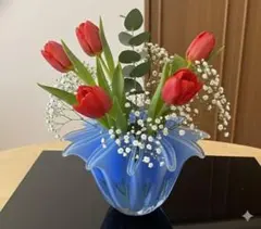 ◆フラワーベース 花瓶 花器 ブルー インテリア アンティーク 昭和 レトロ