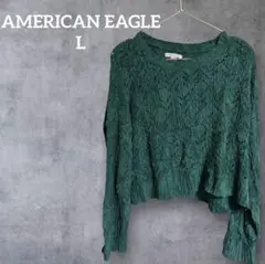 AMERICAN EAGLE グリーン長袖セーター【L】のサムネイル