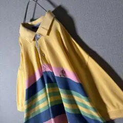 90s★トミーヒルフィガー オールドトミー ポロシャツ センターボーダー刺繍 L