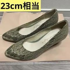 美品★ORiental TRaffic レースパンプス 36 グレーグリーンのサムネイル
