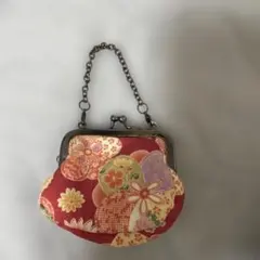 京都　はんなりkyoto　ちりめん　がま口　小銭入れ　財布　ポーチ　赤　和風