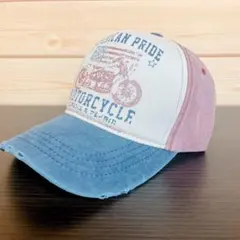 ビンテージ バイクキャップ カジュアル 帽子 キャップ 通年 レッド ネイビー