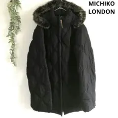 ミチコロンドン ダウンジャケット キルティング ゆったり サイズ L 黒