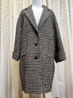 Chloé クロエ 千鳥格子 チェック柄 コクーンコート ダブルブレスト 