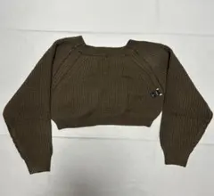 【2/8 23:59までタイムセール】 ブラウン クロップドニットセーター 長袖