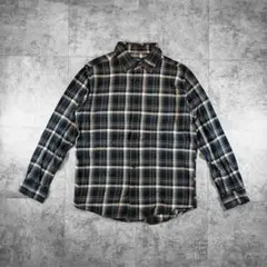 Navy ネルシャツ アメカジ ストリート チェック 長袖 ブルー ホワイトのサムネイル