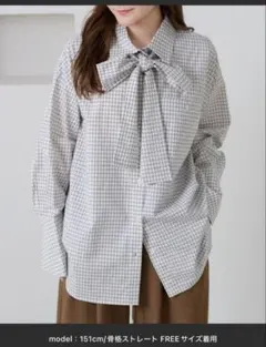 【apres jour clair】チェックボウタイシャツのサムネイル
