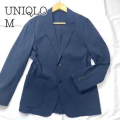 極美品　UNIQLO ユニクロ 感動ジャケット ネイビー 洗濯可能　シアサッカー