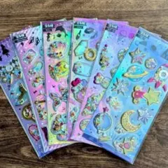 ②★ 6枚セット★ ぷくぷく 立体 シール シャカシャカ キラキラ 女の子020