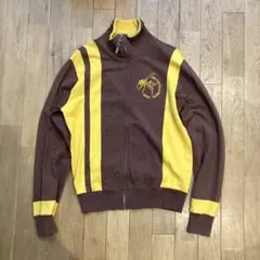 DIESEL ブラウン/イエロー ジャージ ジップアップスウェット　XL
