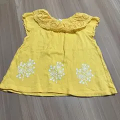 黄色い刺繍付きレース襟チュニック