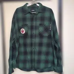 XLARGE チェック柄 長袖シャツ グリーン