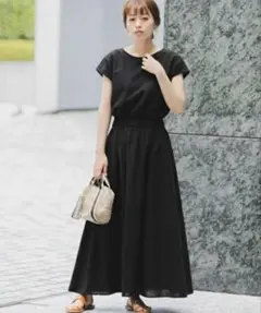 アーバンリサーチ　サニーレーベル　リネンフレンチギャザーワンピース