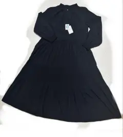 新品　ユナイテッドアローズ　ティアードプリーツワンピース　長袖　ネイビー　紺　F